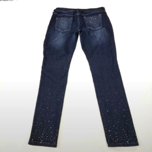 S & P  ♡ Gorgeous Black Stretchy Denim Embellished Bling Skinny Jeans 10|12 Long - Picture 3 of 17